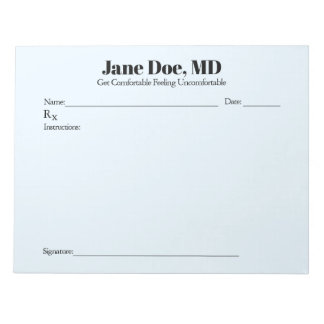 Joke prescription pad  - 8.5" x 11" Notepad   Blue
