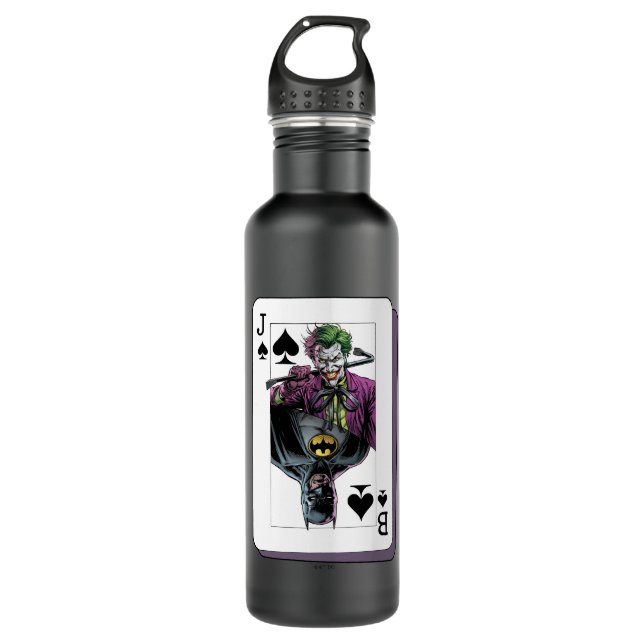 Joker and Batman Spade Playing Card Illustration 710 Ml Water Bottle (Front)