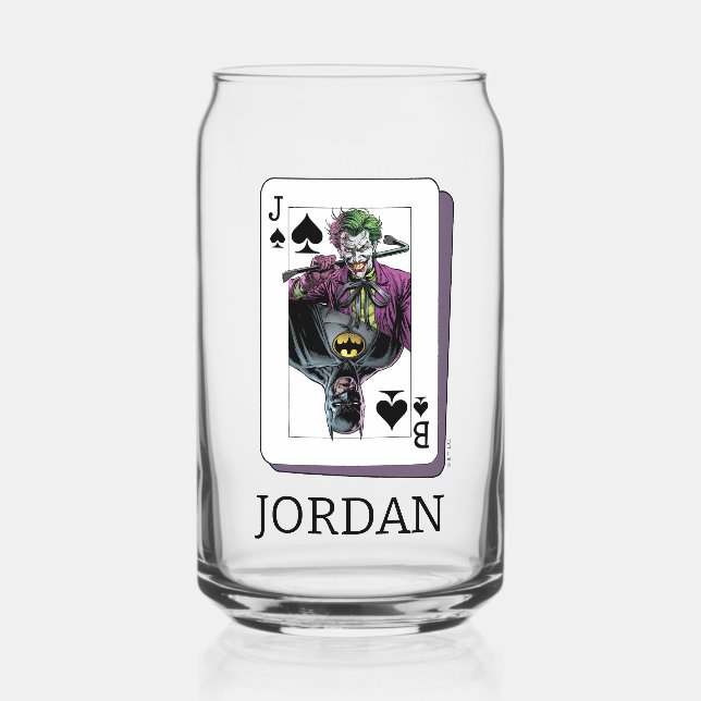 Joker and Batman Spade Playing Card Illustration Can Glass (Front)