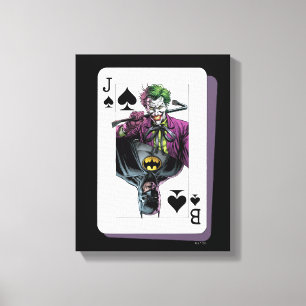 Joker and Batman Spade Playing Card Illustration Canvas Print