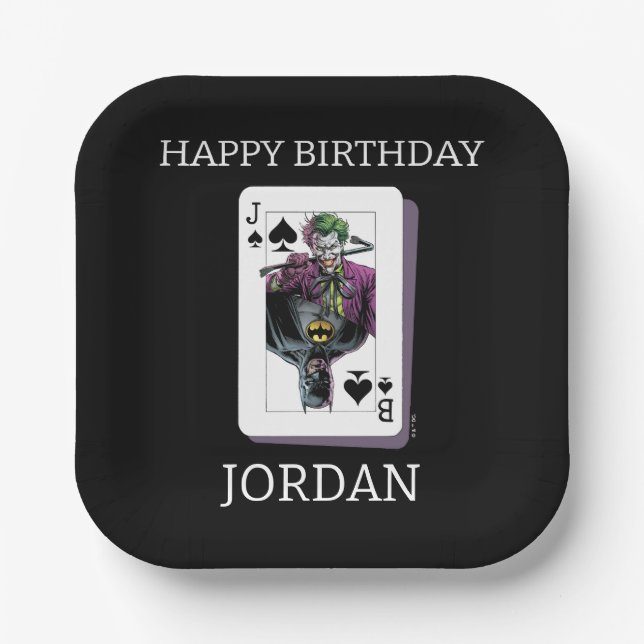 Joker and Batman Spade Playing Card Illustration Paper Plate (Front)
