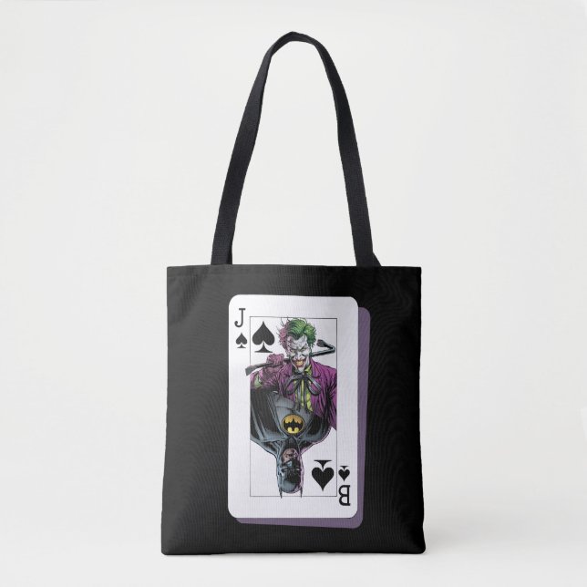 Joker and Batman Spade Playing Card Illustration Tote Bag (Front)