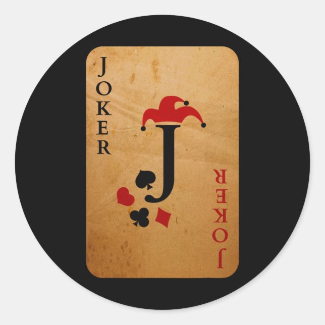 Joker Card Costume  Halloween Deck of Cards Classic Round Sticker (Front)