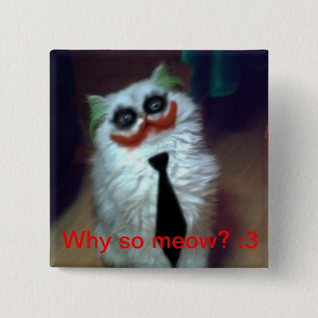 Joker Cat 2 Inch Square Button (Front)
