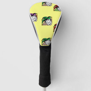 Joker colourful hats pattern yellow golf head cover