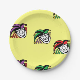 Joker colourful hats pattern yellow paper plate