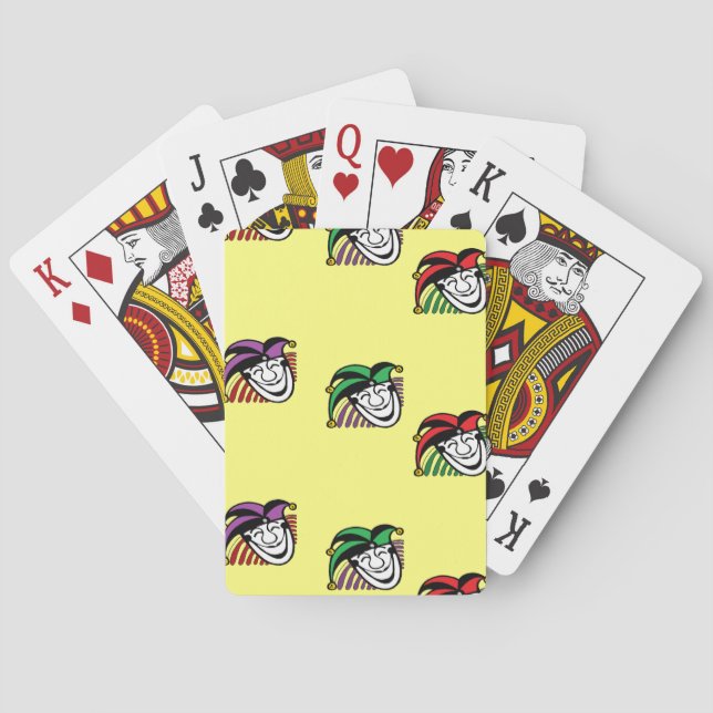 Joker colourful hats pattern yellow playing cards (Back)
