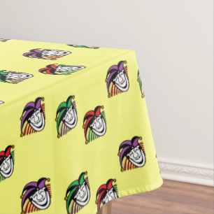 Joker colourful hats pattern yellow tablecloth