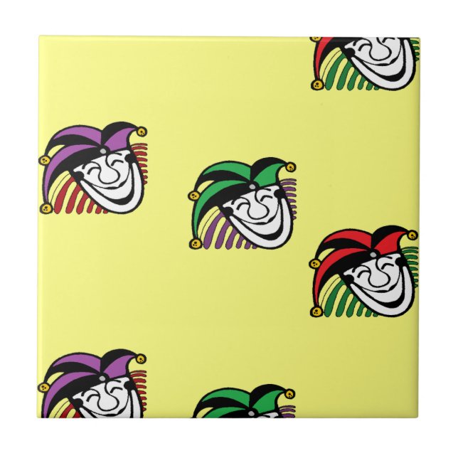 Joker colourful hats pattern yellow tile (Front)