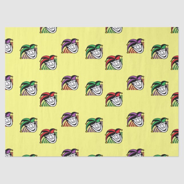 Joker colourful hats pattern yellow tissue paper (Front)