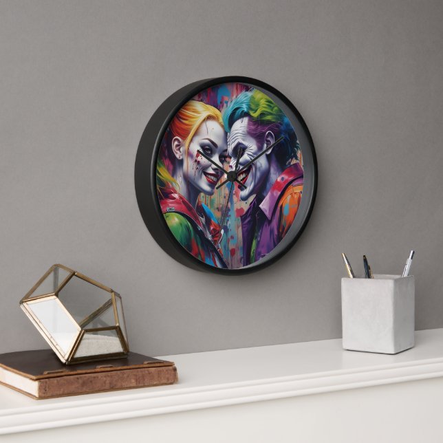 JOker Love Grafitty Harley Quinn Wall Clock Couple (Office)