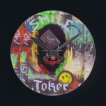 Joker Pop Art Specialty Round Clock<br><div class="desc">Colorful pop art telling to others how's your feelings going. 😜</div>