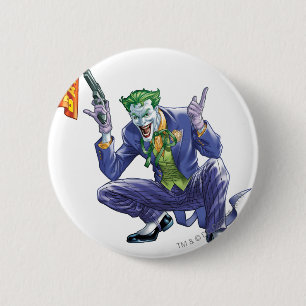 Joker with fake gun 2 inch round button