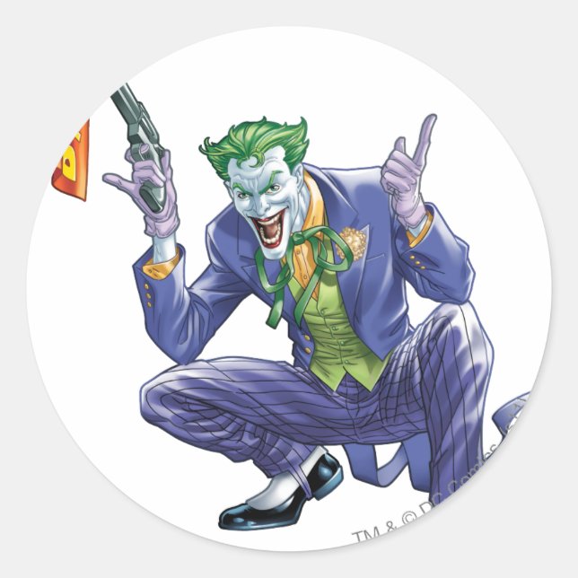 Joker with fake gun classic round sticker (Front)