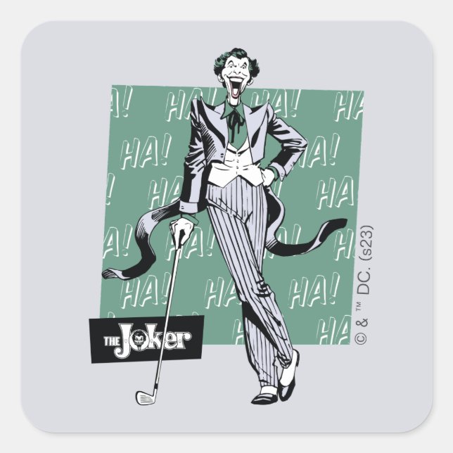 Joker With Golf Club Square Sticker (Front)