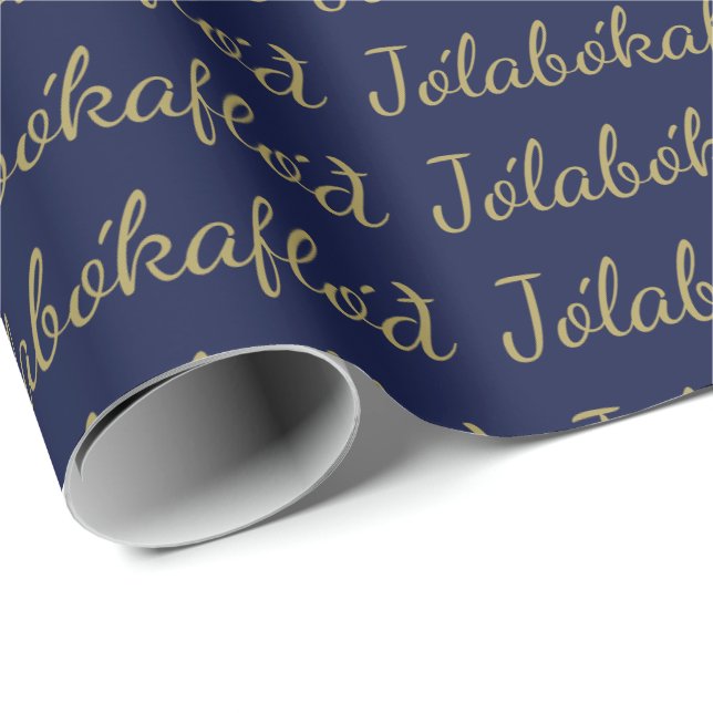 Jólabókaflóð Blue Christmas Book Flood Wrapping Paper (Roll Corner)