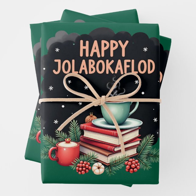 Jolabokaflod - Iceland Book Flood Wrapping Paper Sheet (In situ)