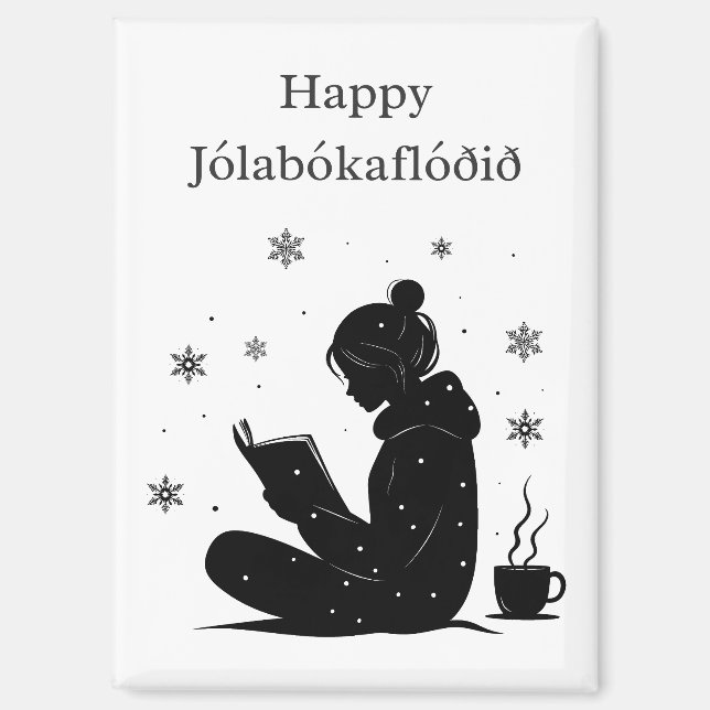Jólabókaflóð – Icelandic Book Flood, Poster Gift Magnet (Front)