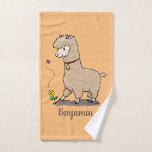 Joli alpaga joyeux avec dessin animé de papillon