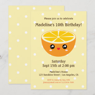 Joli Anniversaire de enfant Orange Invitation