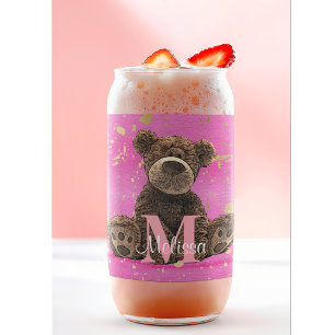 Joli Aquarelle Enfant's Rose Bear Boire