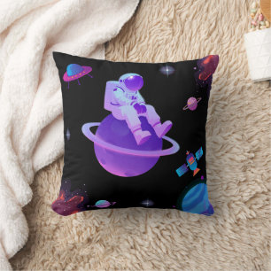 Joli astronaute sur planète Coussin de lancer