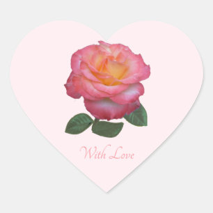 Joli autocollant de rose rose avec amour