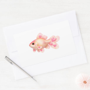 Joli Autocollant Kawaii Poisson Rouge Rose avec de