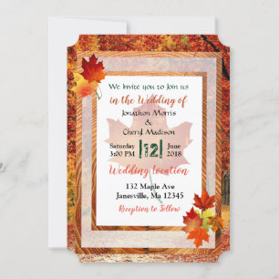 Joli Automne Arbres Thématique Mariage Invitations