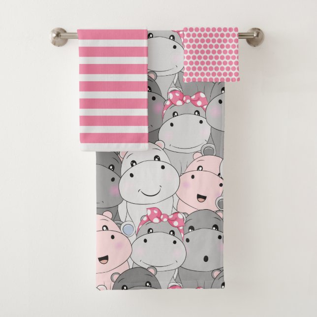 Joli Baby Hippo Serviette De Salle De Bains (En situation)