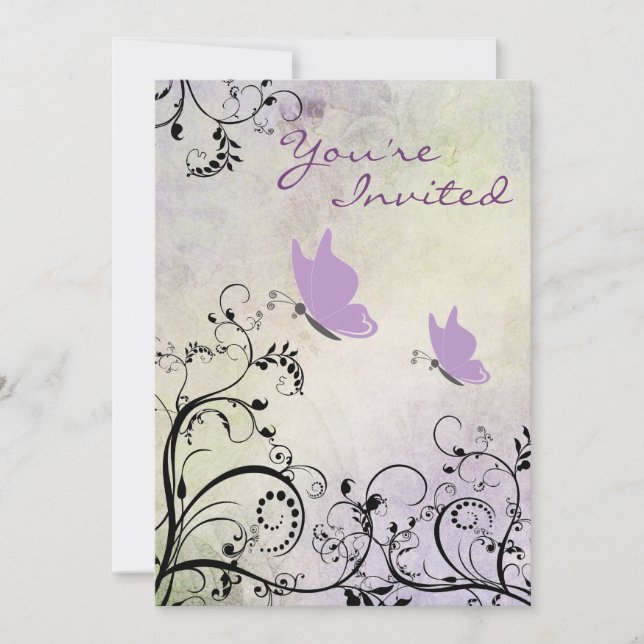 Joli Baby shower à papillon Silhouette Invitation (Devant)