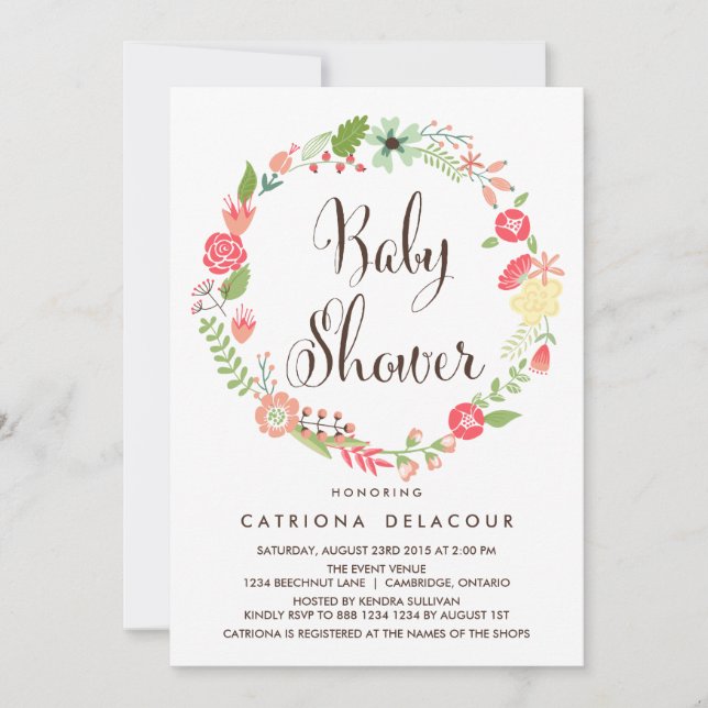 Joli Baby shower de couronne de jardin Invitation (Devant)