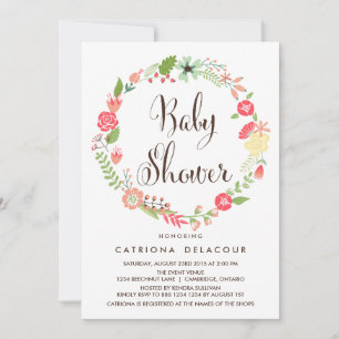 Joli Baby shower de couronne de jardin Invitation
