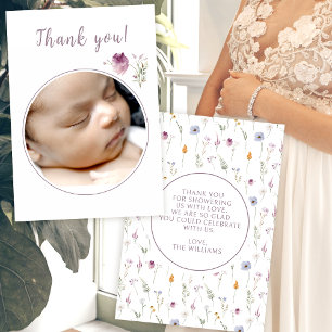 Joli baby shower fleur sauvage photo merci cartes