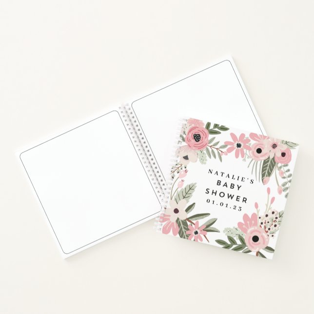 Joli Baby shower Floral Rose Spiral Livre d'invité (Intérieur)