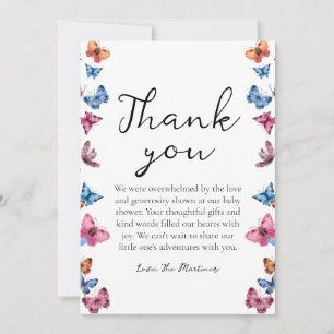 Joli baby shower papillon mignon merci cartes