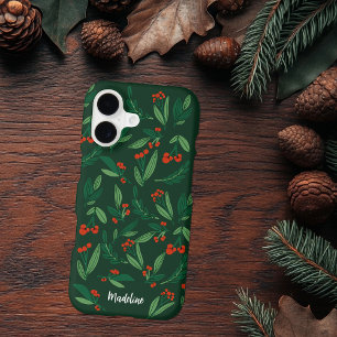 Joli baie de houx de Noël personnalisé vert