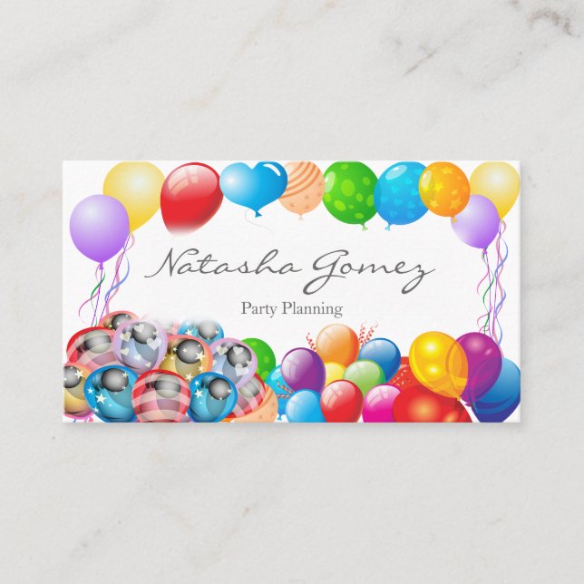 Joli ballon, planificateur de fête - Carte de visi (Devant)
