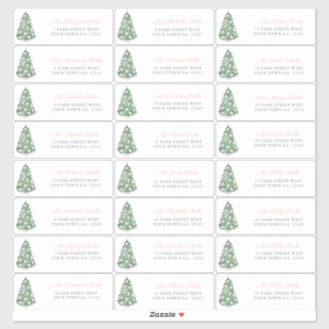 Joli Baubles Roses Étiquettes de adresse de Holida (Feuille)