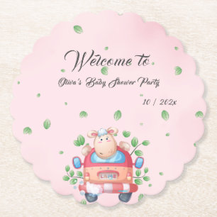 Joli bébé agneau Baby Shower Sous-verre en papier