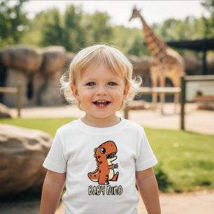 Joli bébé dino orange T-shirt pour tout-petit