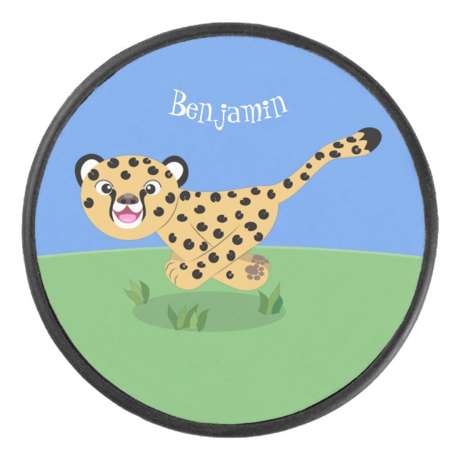 Joli bébé guépard en cours de dessin animé illustr (Devant)