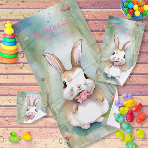 Joli bébé lapin pastel aquarelle fleurs de printem