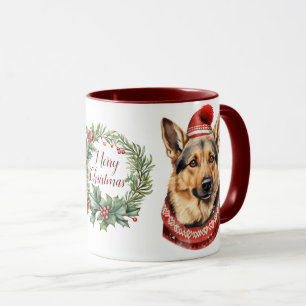 Joli berger allemand chien de Noël Mug