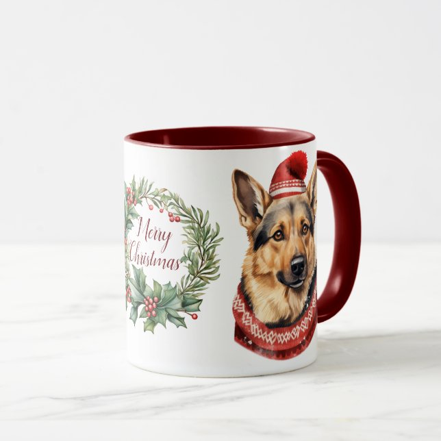 Joli berger allemand chien de Noël Mug (Devant droit)