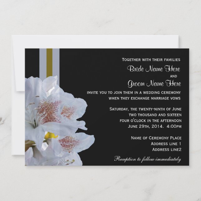 Joli blanc azalea fleurs invitations mariage (Devant)
