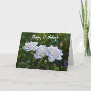 Joli blanc Roses Art Carte Anniversaire