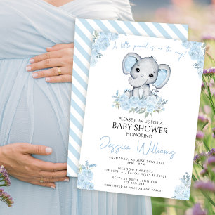 Joli bleu éléphant bébé garçon douche invitation