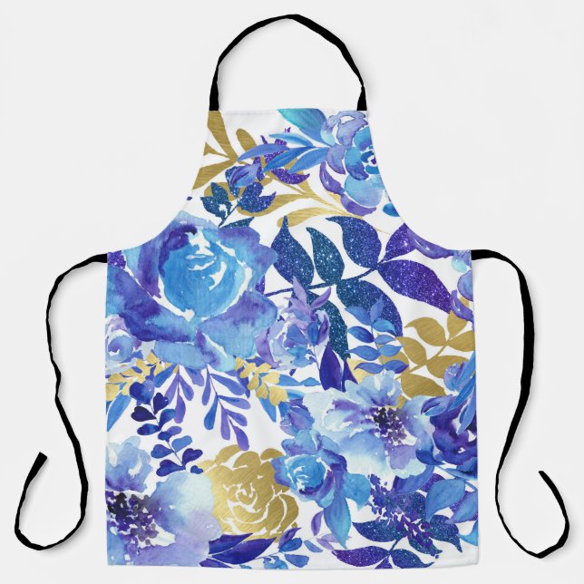 Joli Bleu Foral Plein tablier (Recto)