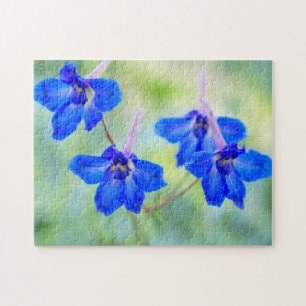 Joli bleu Larkspur Floral Jigsaw Puzzle